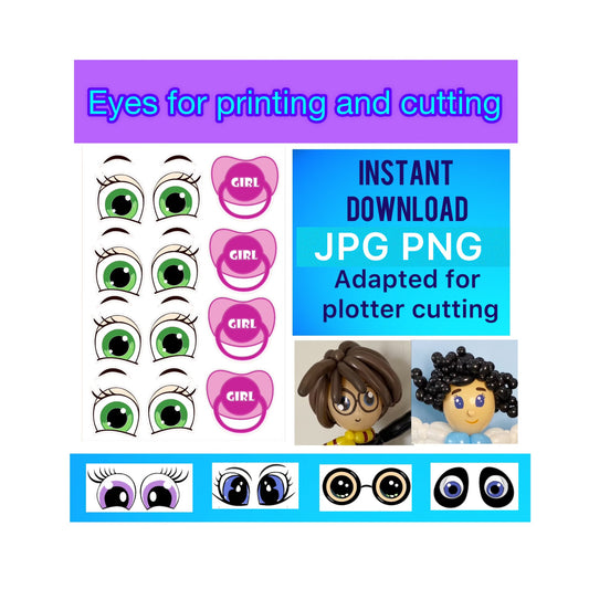 Eyes for printing and cutting "Baby girl" (digital stickers)