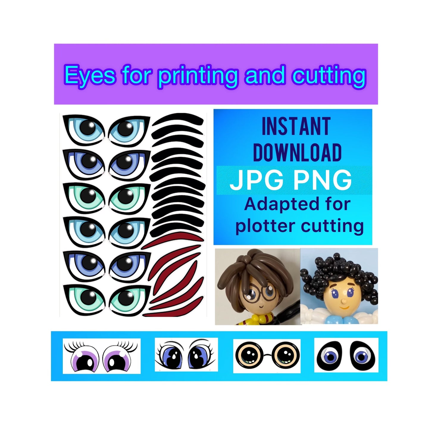 Eyes for printing and cutting  53 (digital stickers)