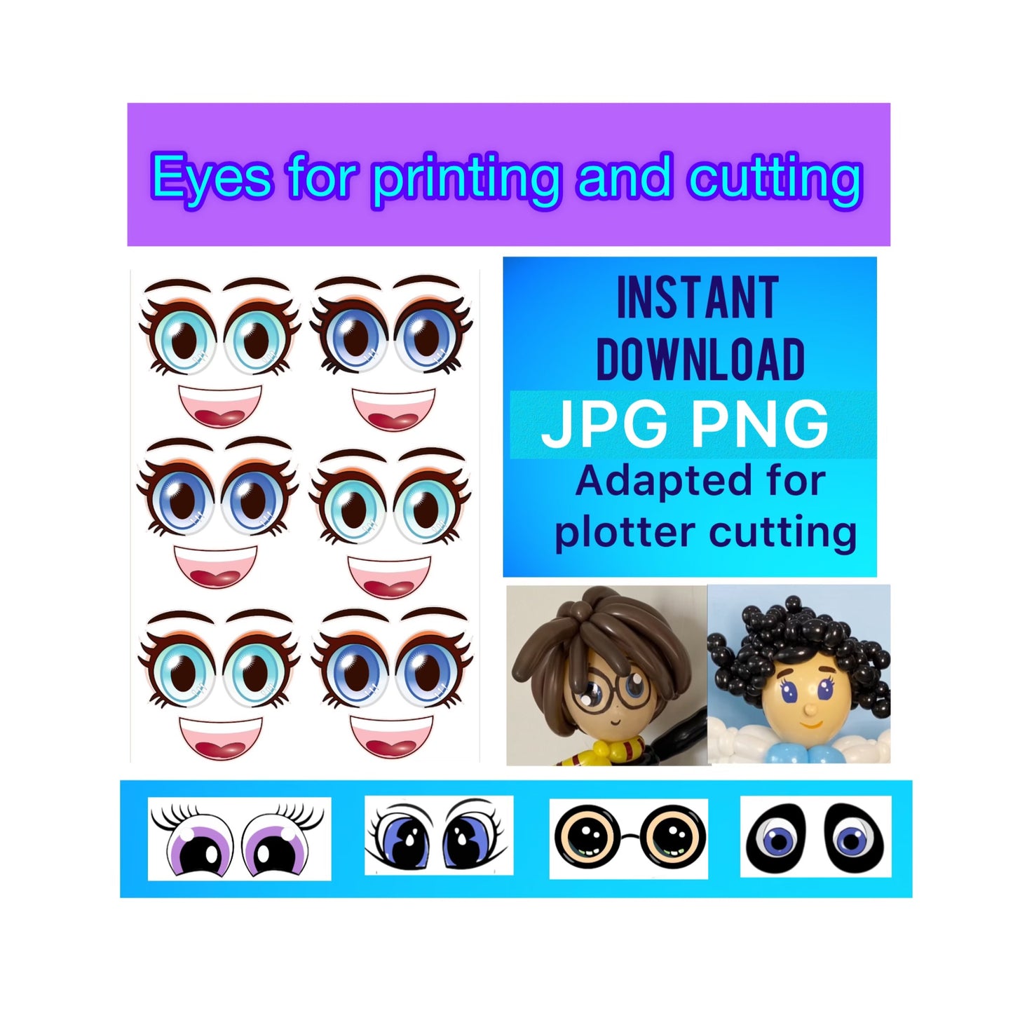 Eyes for printing and cutting  34 (digital stickers)