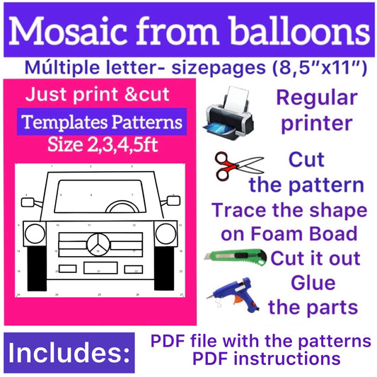 Template of Car (All sizes are included: 2, 3, 4, 5ft.)