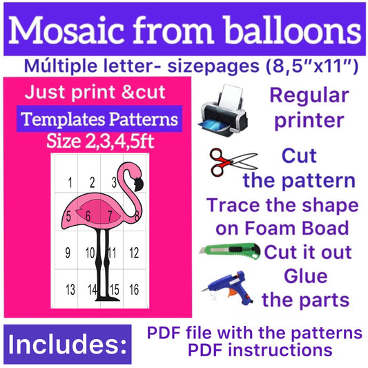 Template of Flamingo (All sizes are included: 2, 3, 4, 5ft.)