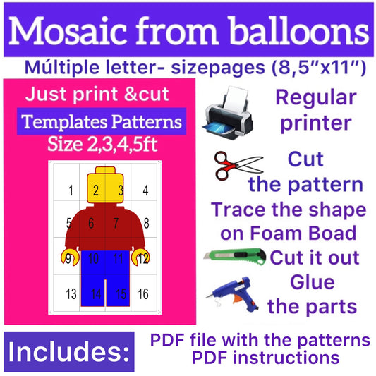 Template of LEGO man (All sizes are included: 2, 3, 4, 5ft.)