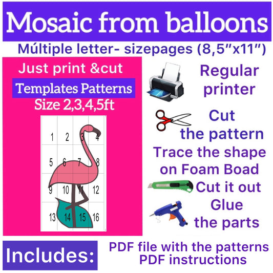 Template of Flamingo (All sizes are included: 2, 3, 4, 5ft.)