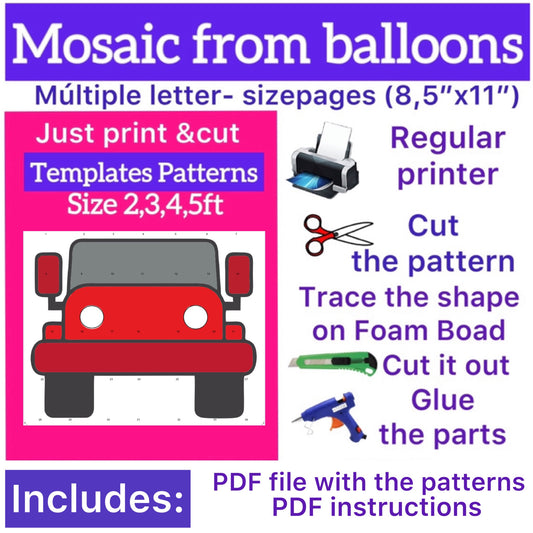 Template of Car (All sizes are included: 2, 3, 4, 5ft.)