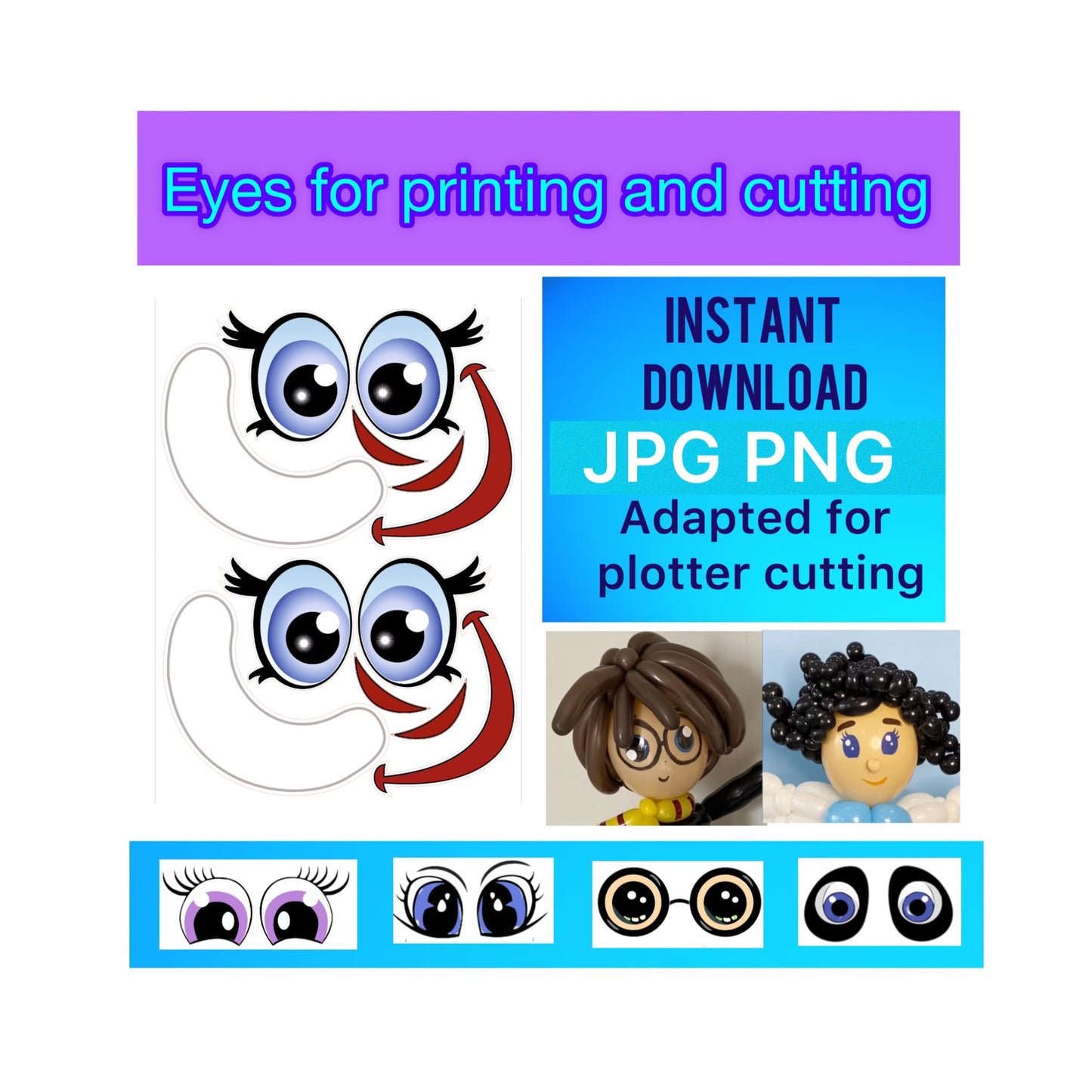 Eyes for printing and cutting  48 (digital stickers)