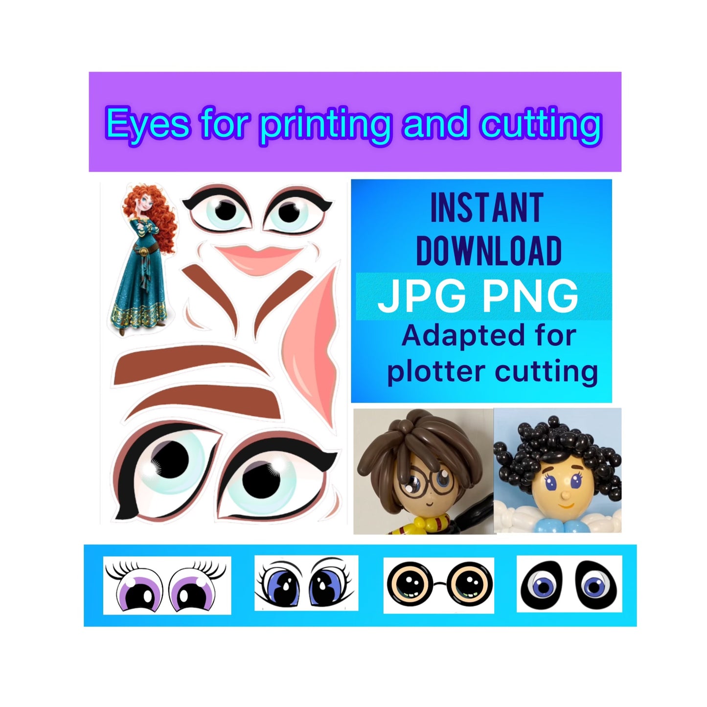 Eyes for printing and cutting  116 Merida (digital stickers)