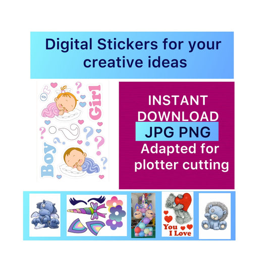 Digital stickers of  Gender reveal 3