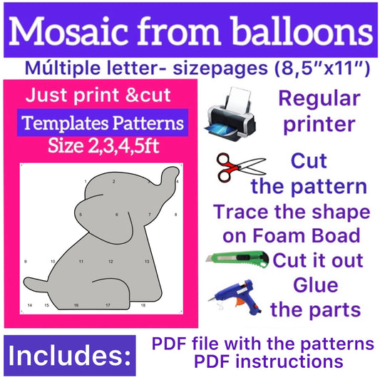 Template of Elephant (All sizes are included: 2, 3, 4, 5ft.)