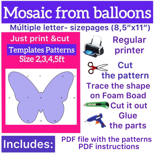 Template of Butterfly (All sizes are included: 2, 3, 4, 5ft.)