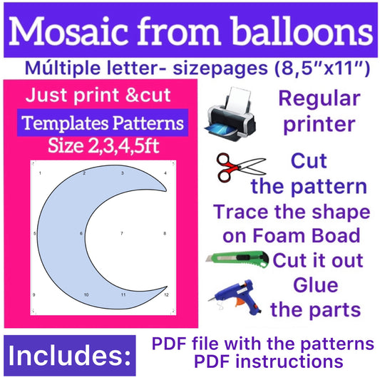 Template of Moon (All sizes are included: 2, 3, 4, 5ft.)