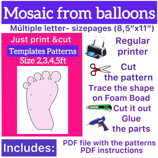 Template of Children's heel (All sizes are included: 2, 3, 4, 5ft.)