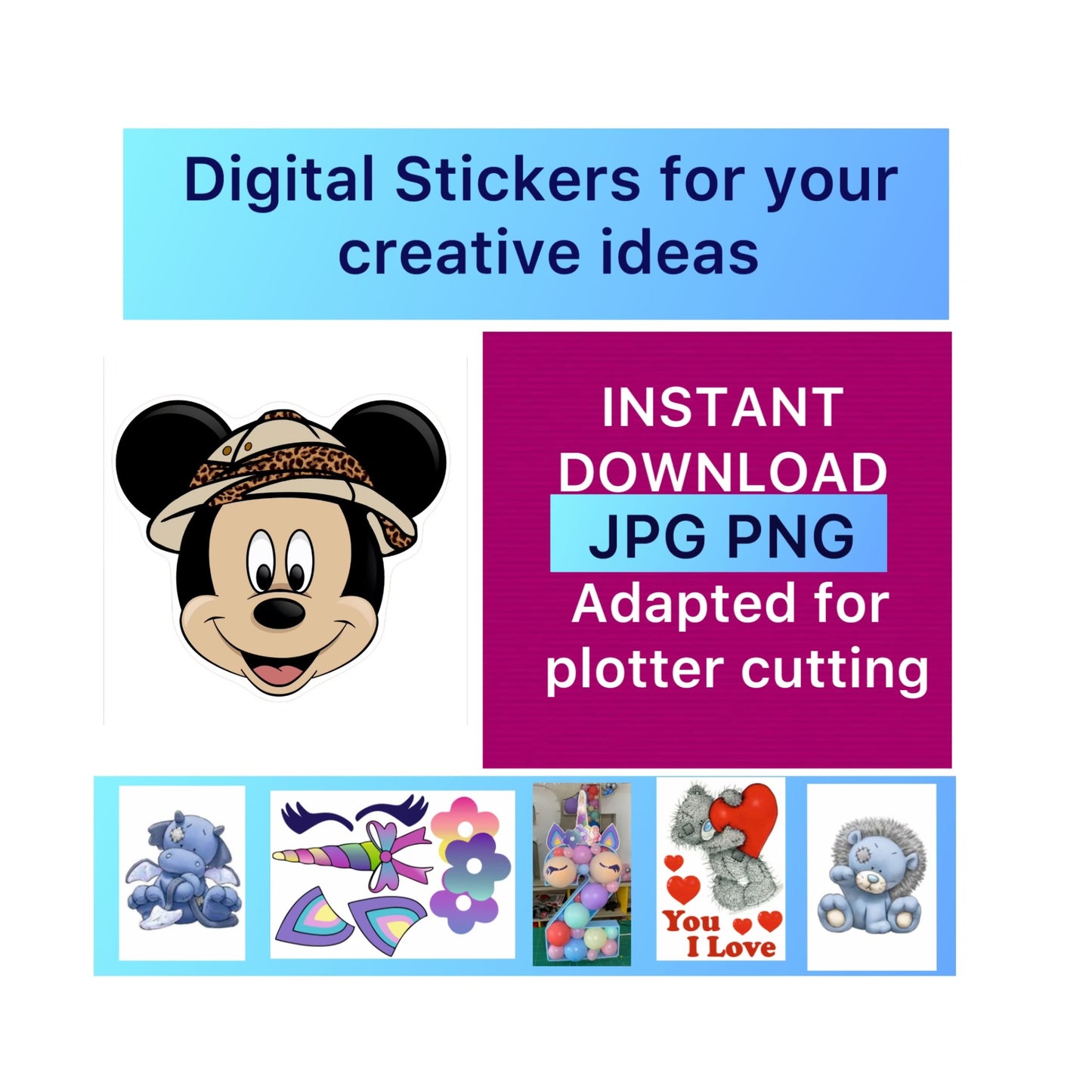 Digital stickers of  Mickey safari 3