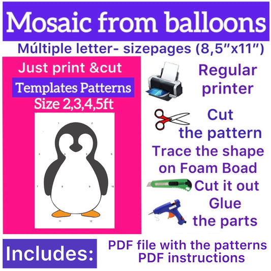 Template of Penguin (All sizes are included: 2, 3, 4, 5ft.)