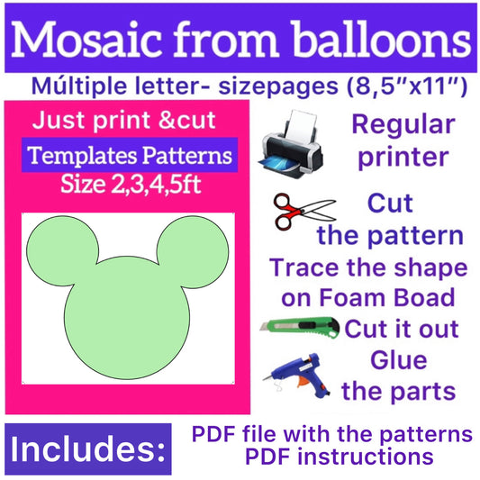 Template of Mickey Mouse (All sizes are included: 2, 3, 4, 5ft.)