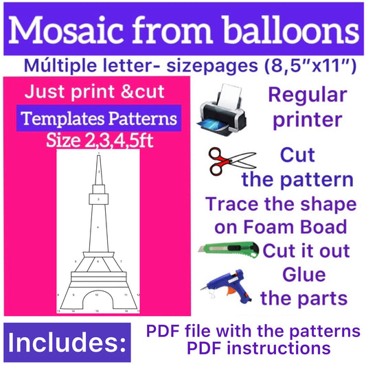 Template of Eiffel Tower (All sizes are included: 2, 3, 4, 5ft.)