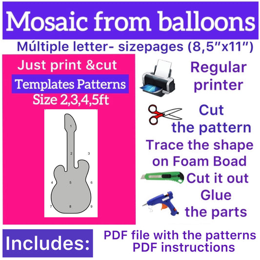 Template of Guitar (All sizes are included: 2, 3, 4, 5ft.)