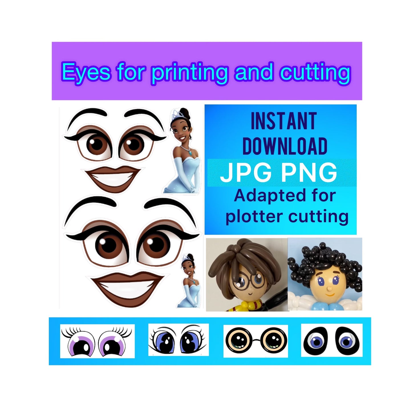 Eyes for printing and cutting  113 Tiana (digital stickers)