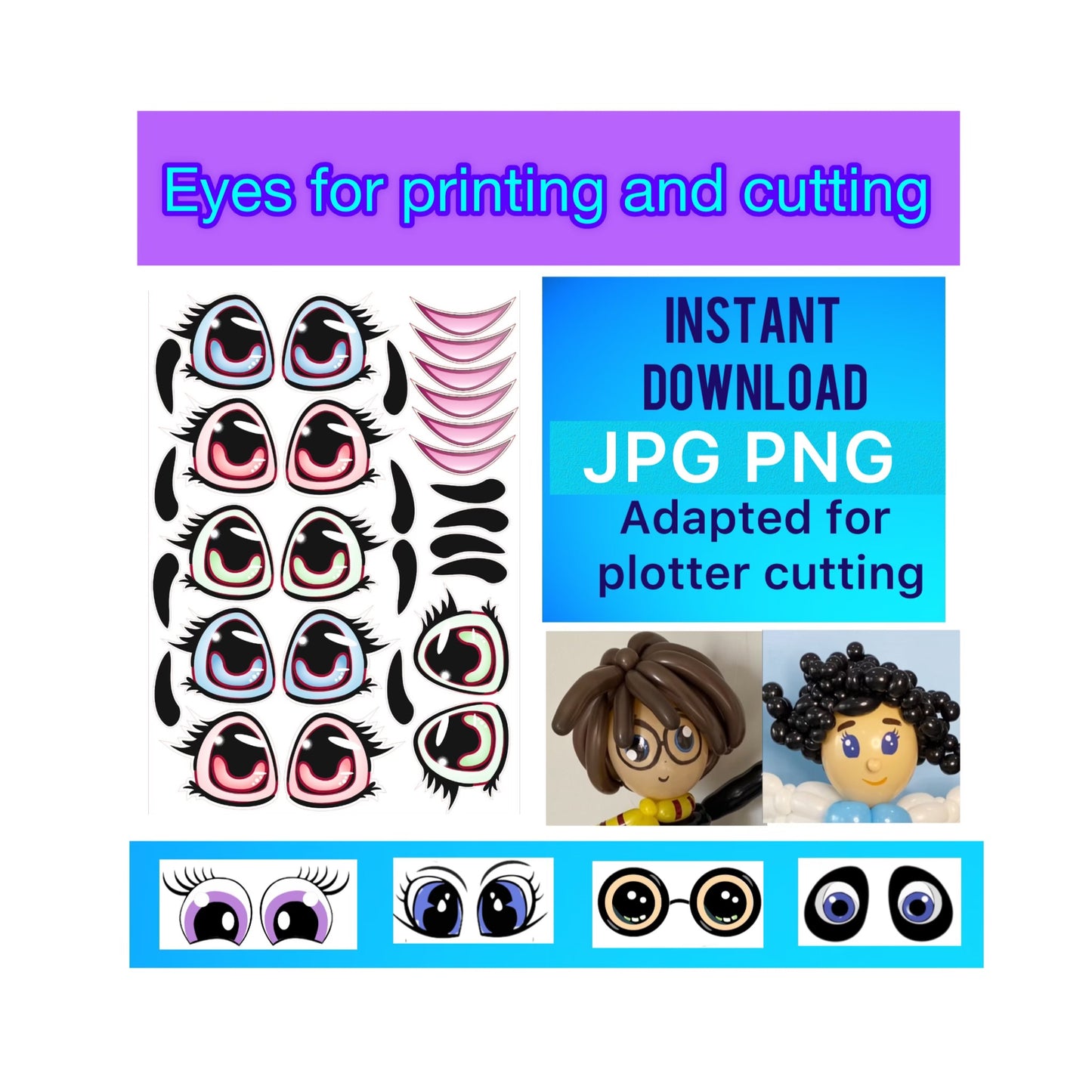 Eyes for printing and cutting  30 (digital stickers)