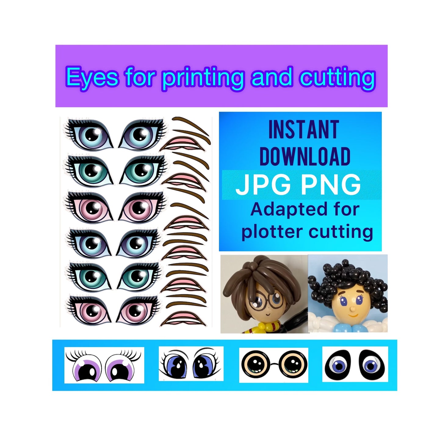 Eyes for printing and cutting  50 (digital stickers)