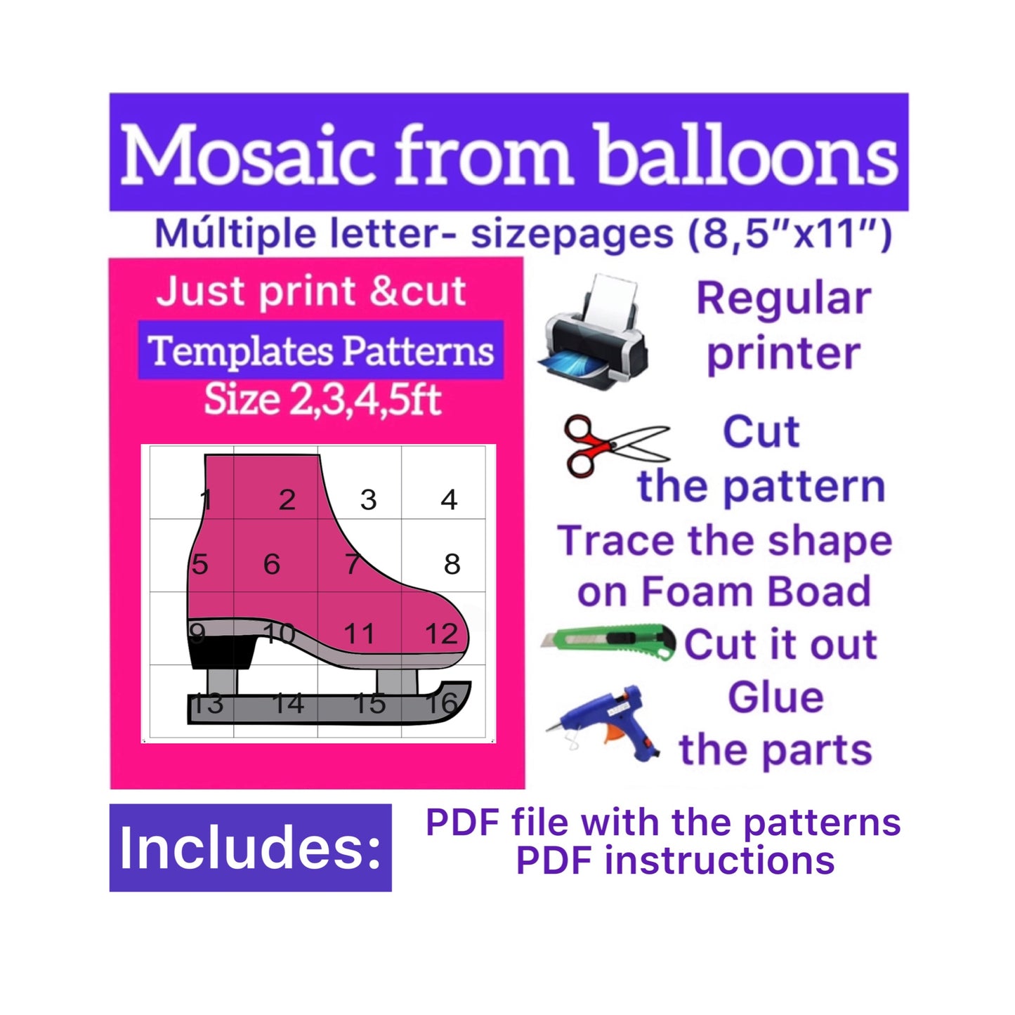 Template Ise skates (All sizes are included: 2, 3, 4, 5ft.)