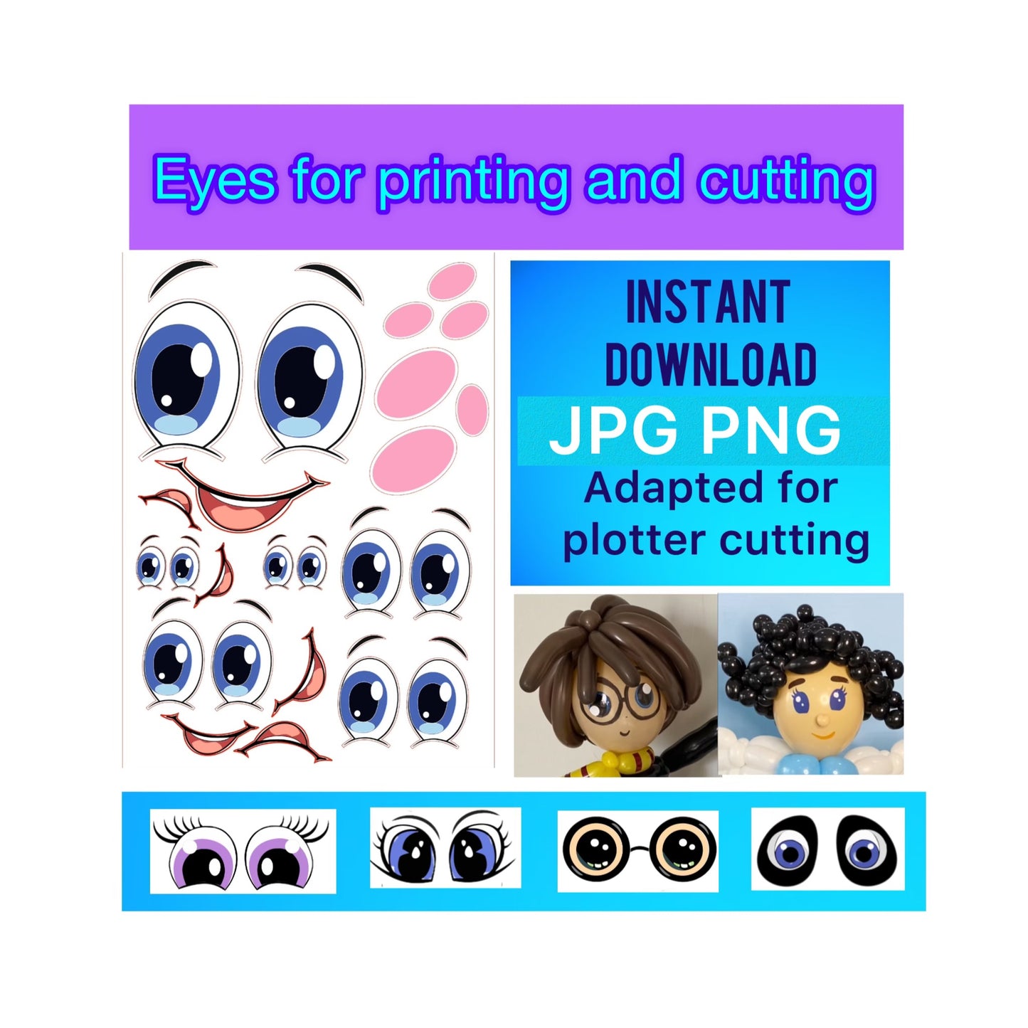 Eyes for printing and cutting 009 (digital stickers)