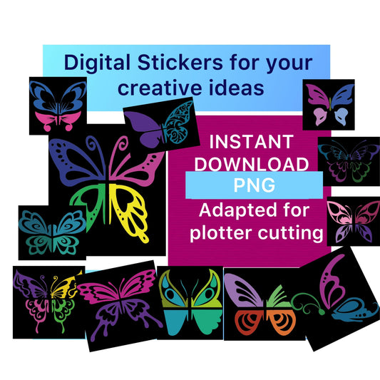 A set of puzzle pictures (Butterflies) for cutting on a plotter